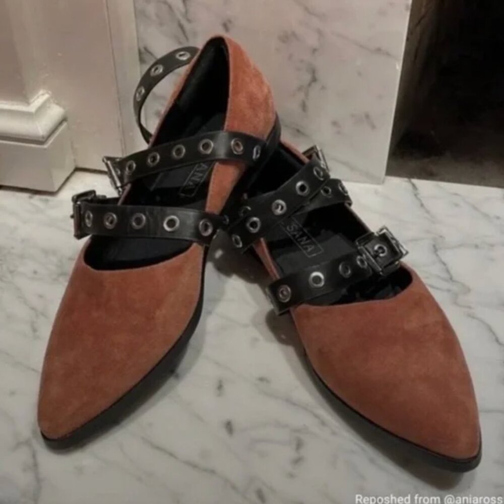 Sol Sana Miro Buckle Brown Suede Flats - Picture 9 of 10